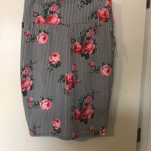 Floral and Stripes Pencil Skirt